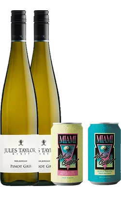 Jules Taylor Pinot Gris 750ml 21/23 x2   Miami Wine Cooler 2pk