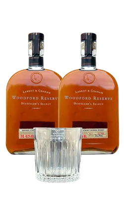 Woodford Reserve Distillers Select Bourbon 40% 700ml x2   Glass