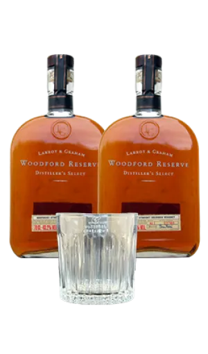 Woodford Reserve Distillers Select Bourbon 40% 700ml x2   Glass